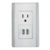 TOMACORRIENTE 15A + 2 USB 2.1A PLATEADO - ELE080077