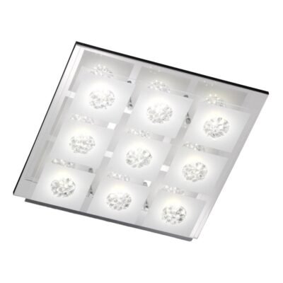 PLAFON LED (K11039+I6310) CUADRADO 31.5X31.5CMS 15W 3TON 100-260V FLORES DE CRISTAL -K20377